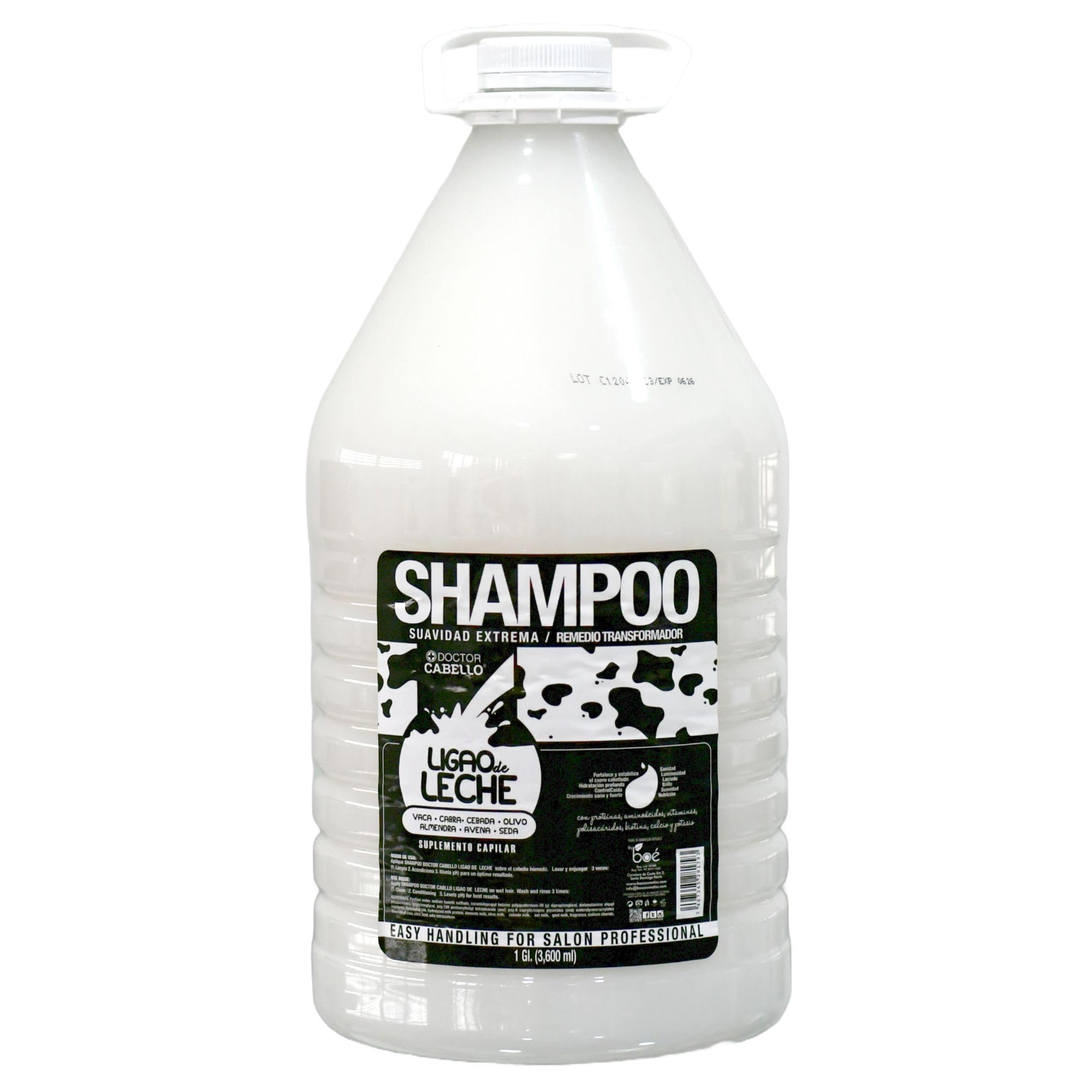 Doctor Cabello Ligao de Leche Shampoo bottle delivering deep hydration for radiant, manageable hair.