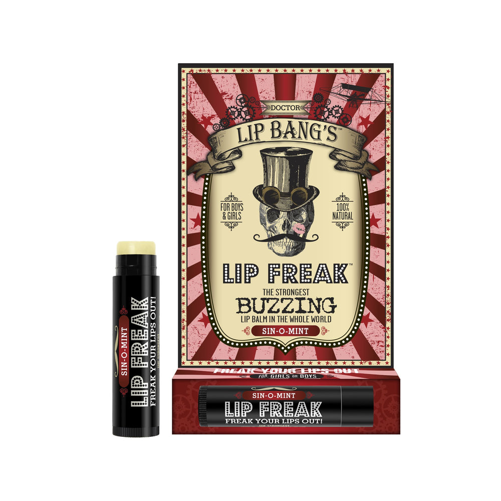Doctor Lip Bang's BUZZING Lip Balm tube with Sin-O-Mint aroma for hydrated lips