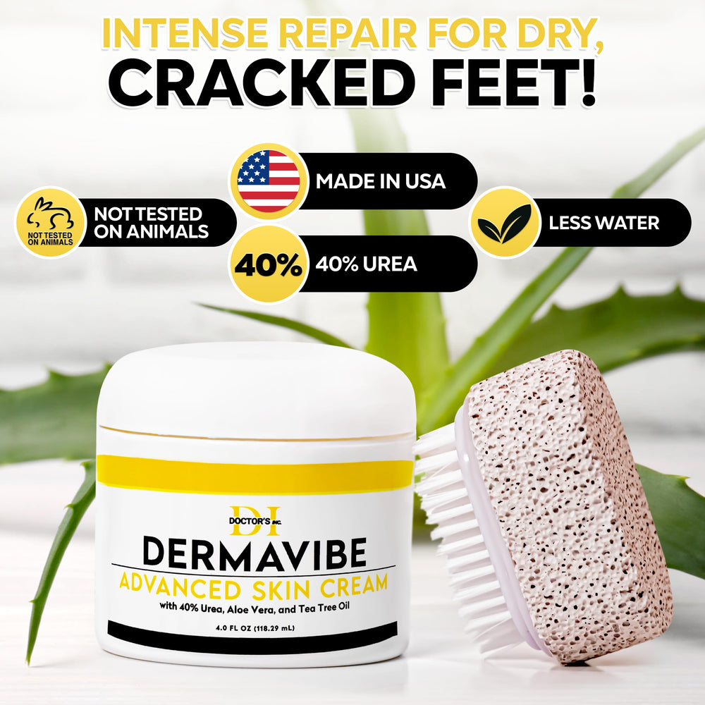 Feet with dry skin before using DOCTOR'S INC. Dermavibe for hydration.