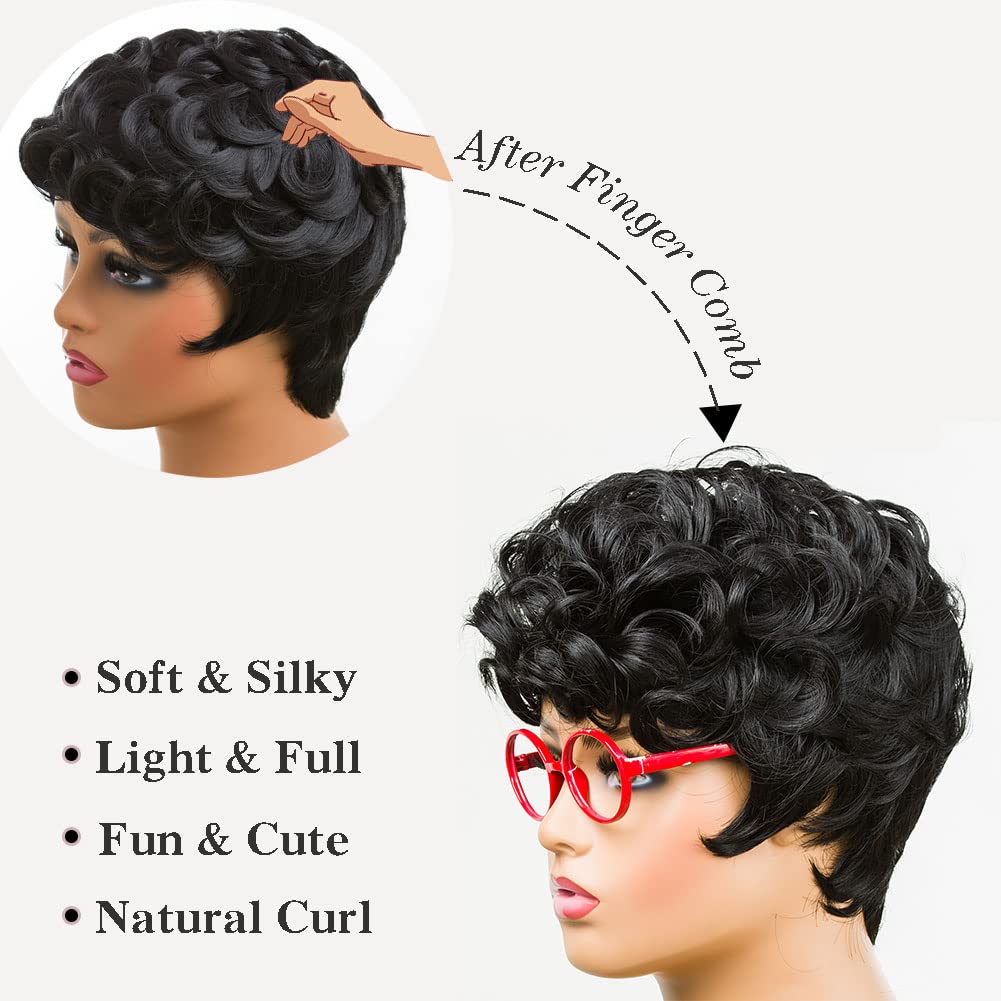 DOcute texture detail of curly wig showing bounce and realism