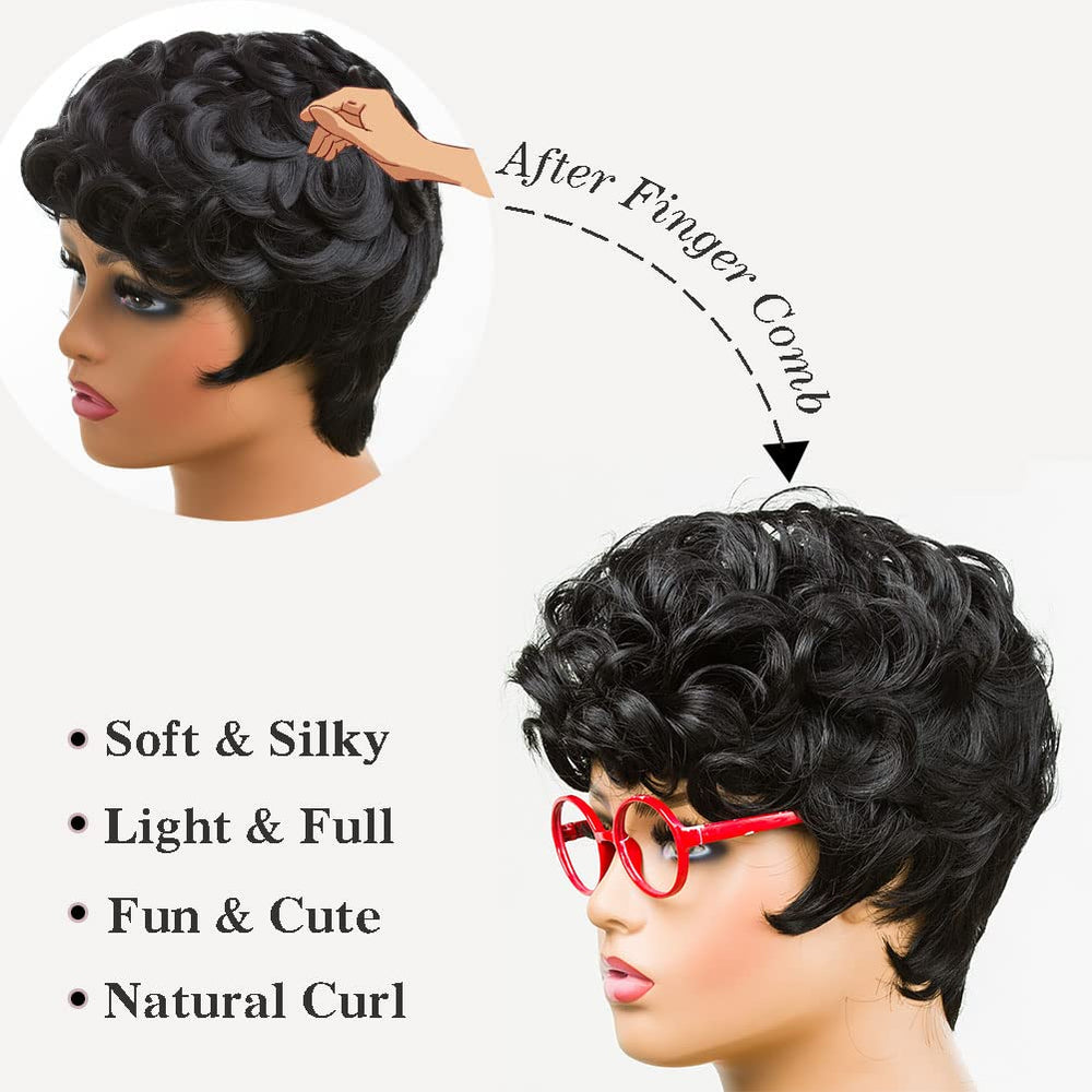 DOcute texture detail of curly wig showing bounce and realism