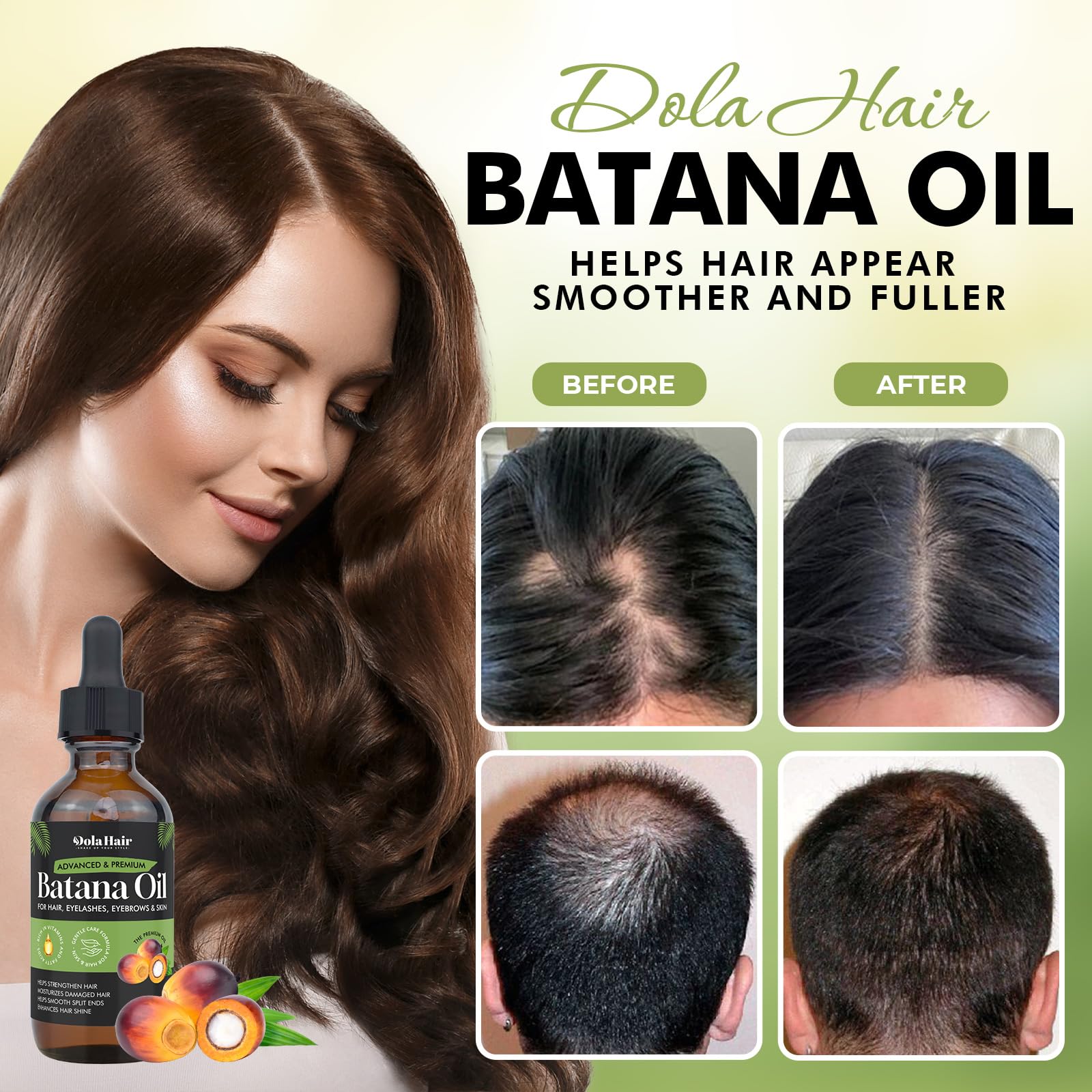 Dolahair Batana Oil applied to hair for smooth shine
