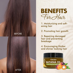 Dolahair Batana Oil ingredients highlighting fatty acids and vitamin E