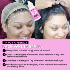 Dolahair extreme hold glue application layers demonstrating multiple thin coats.