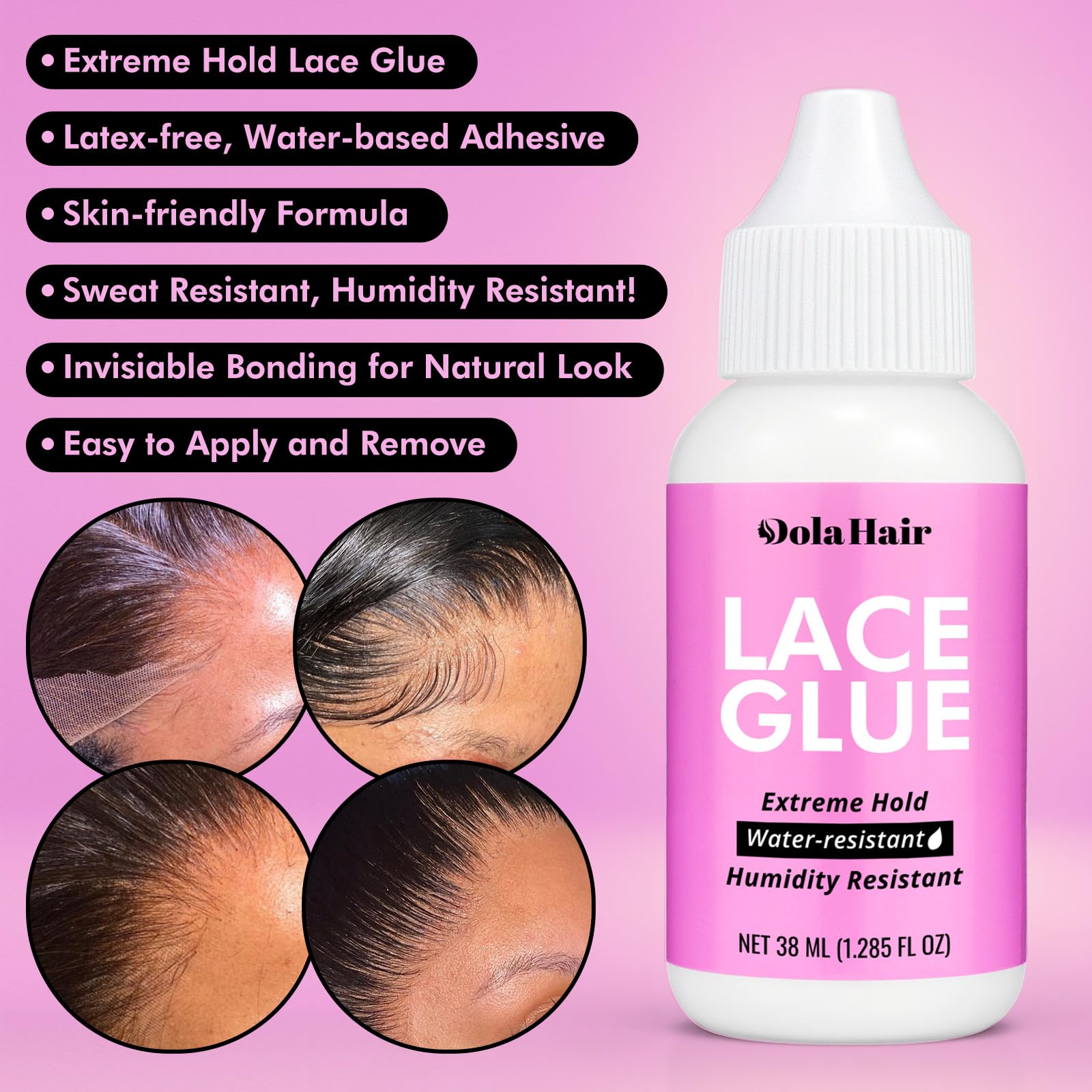 Dolahair discreet look after bonding with fine white-to-clear transition.