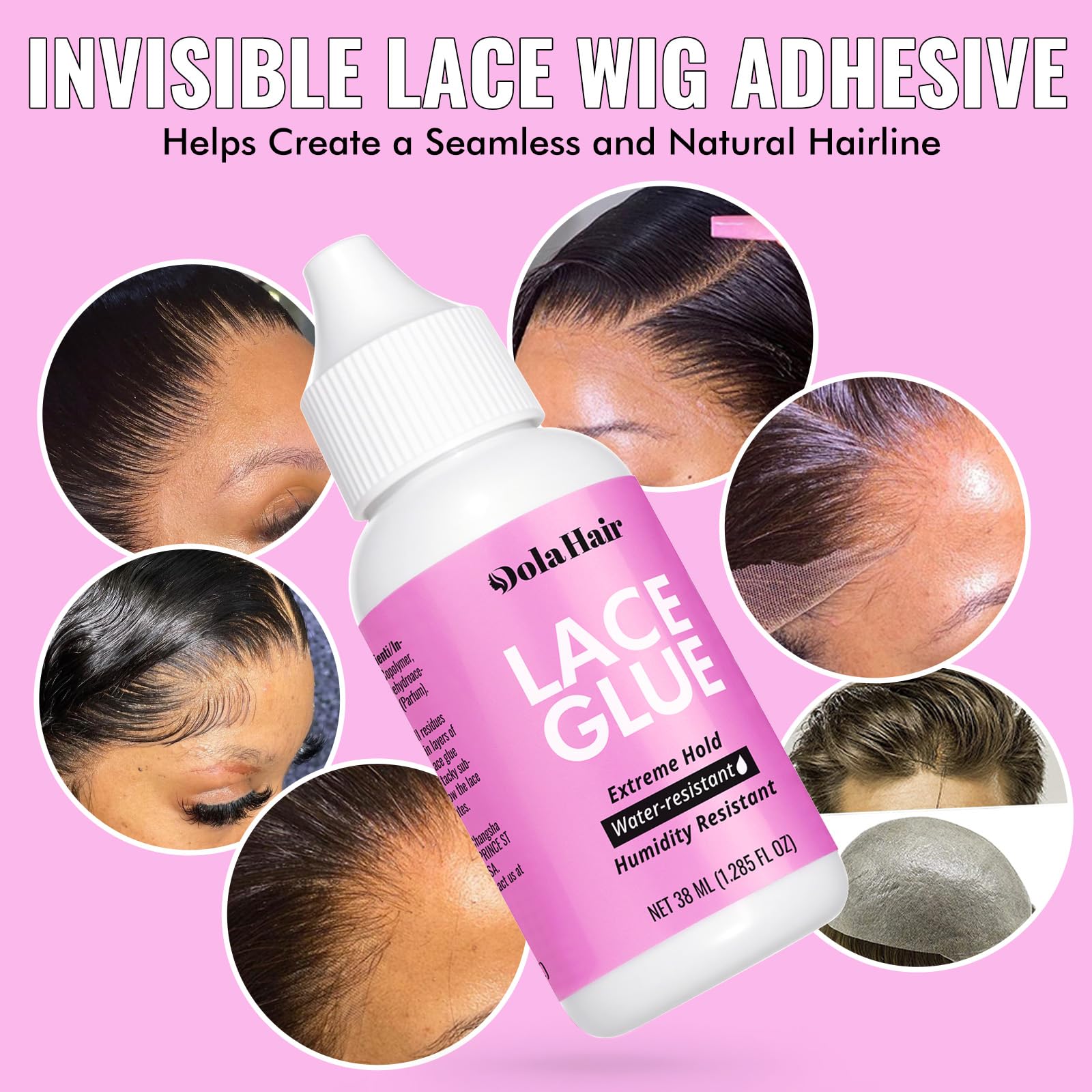 Dolahair invisible bond close-up showing natural-looking adhesion.