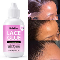 Dolahair 2oz bottle close-up highlighting durable hold for lace fronts