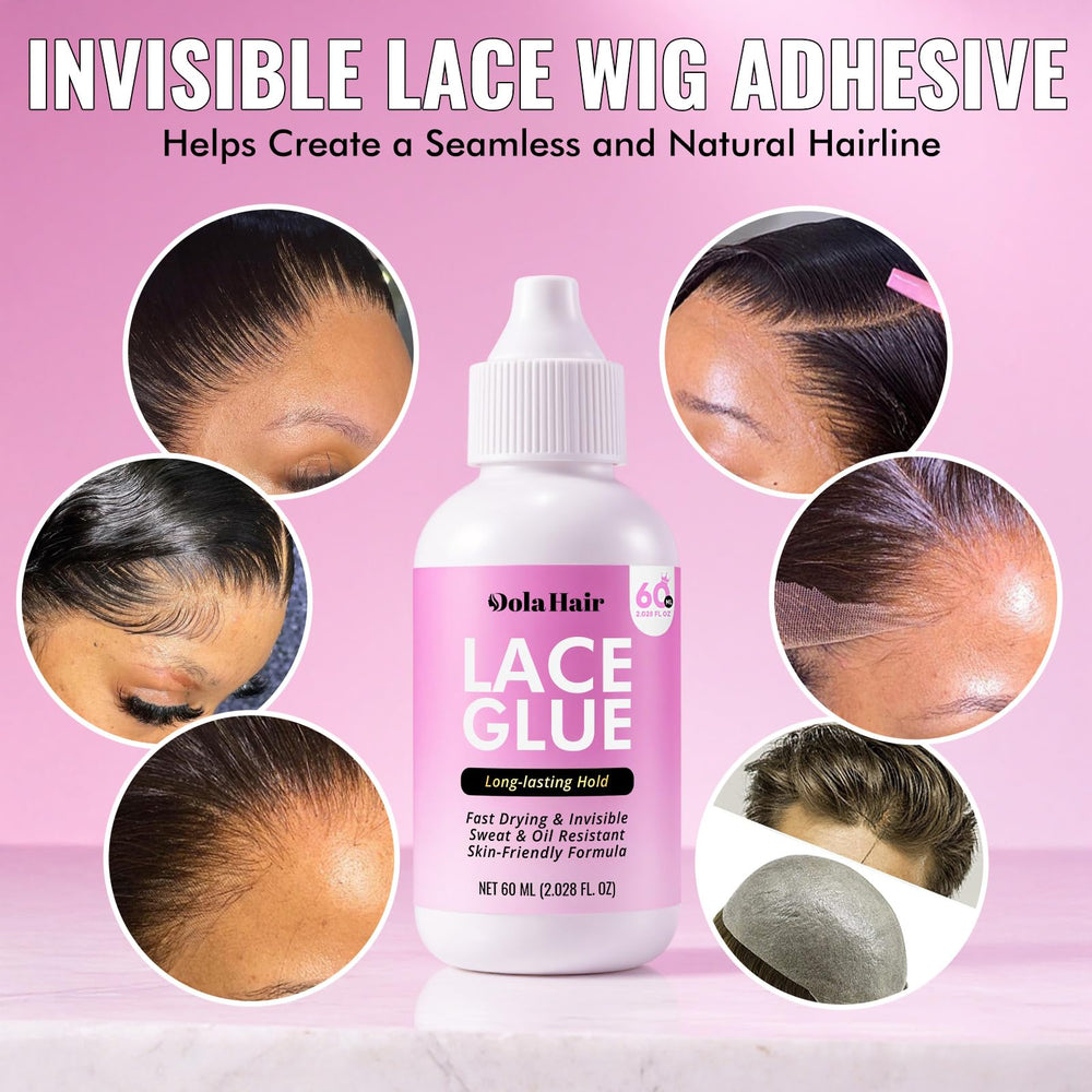 Dolahair lace wig glue band-tip image showing smooth blend without white residue