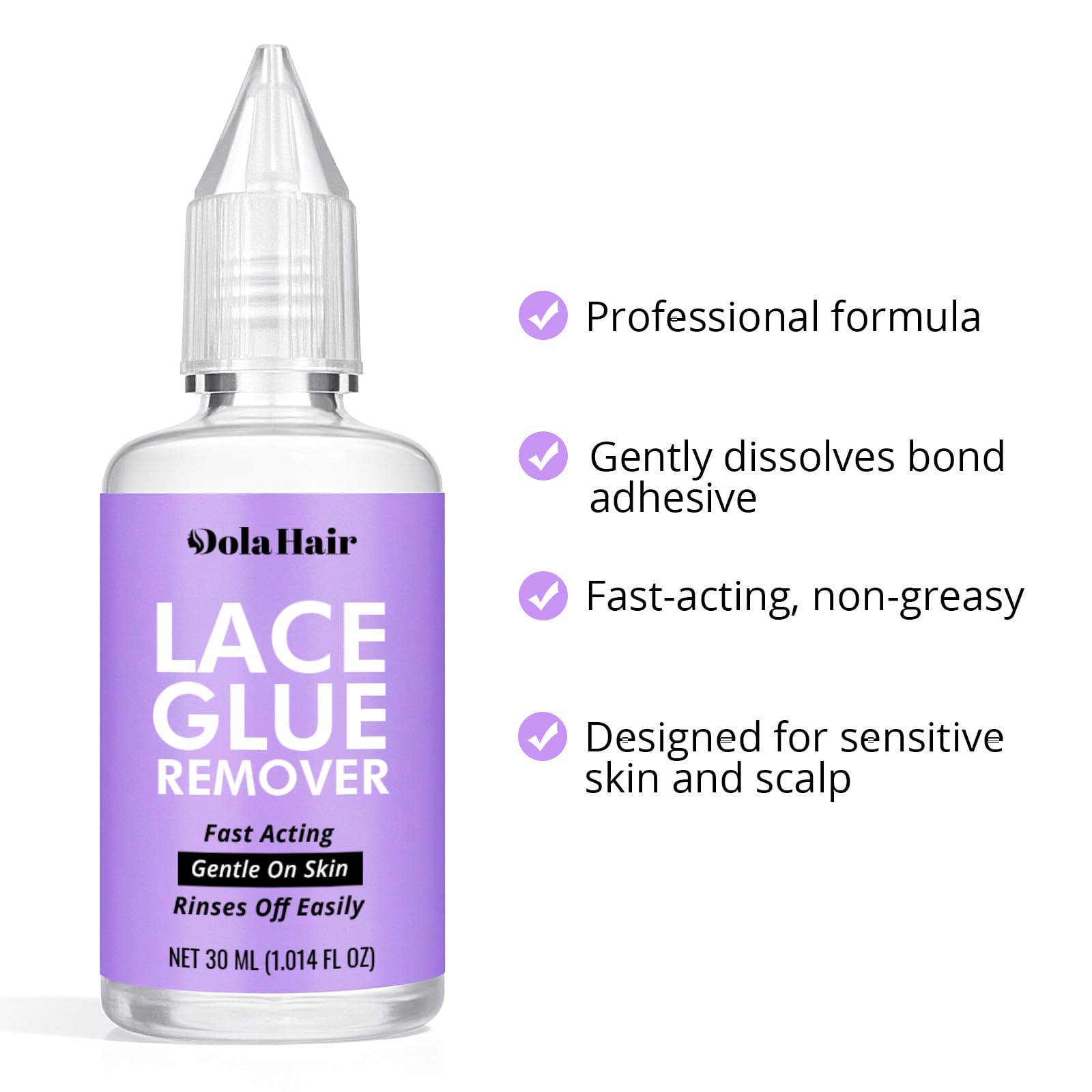 Dolahair lace glue remover eases gentle removal from the hairline.
