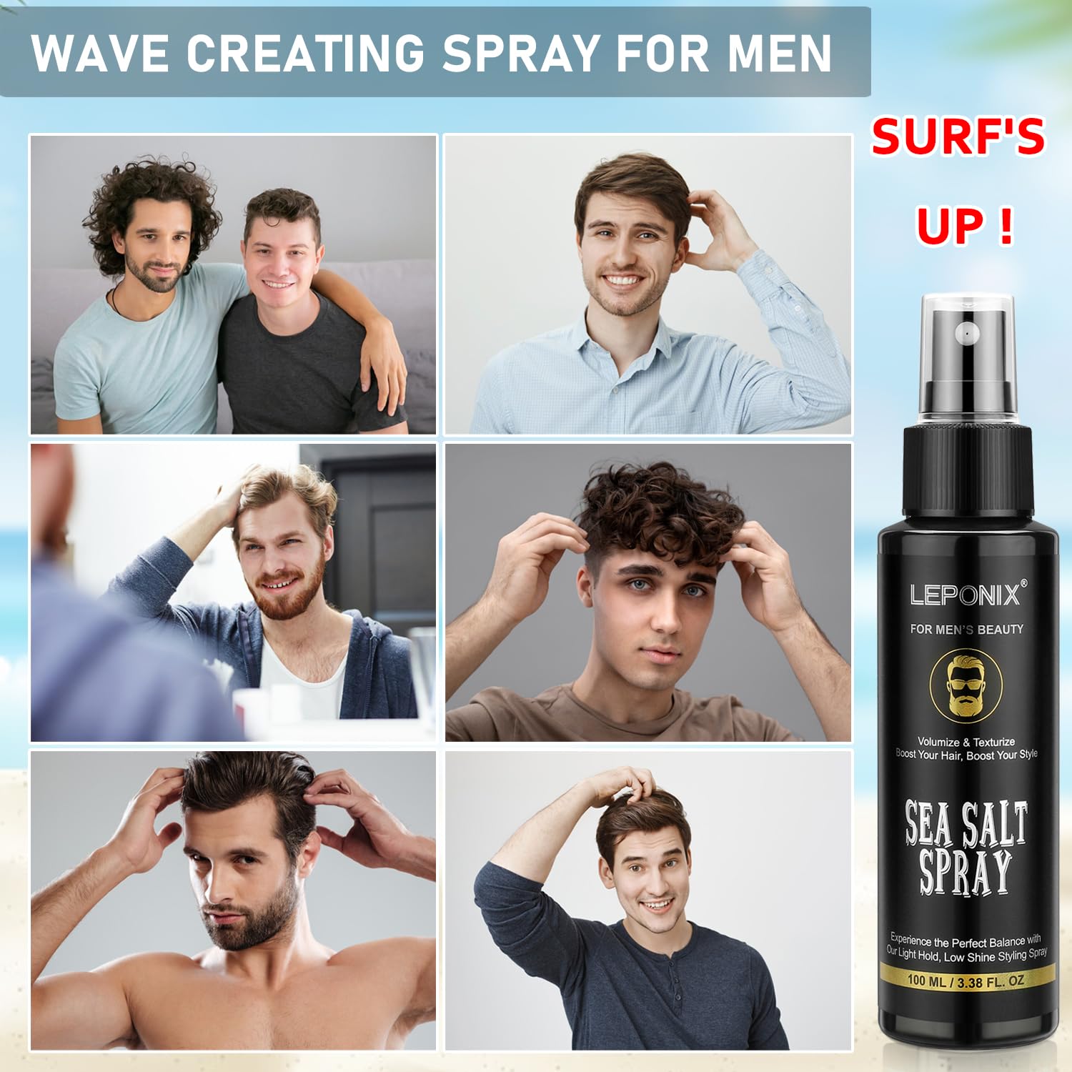 DOLIROX Sea Salt Spray volume boost at the crown.