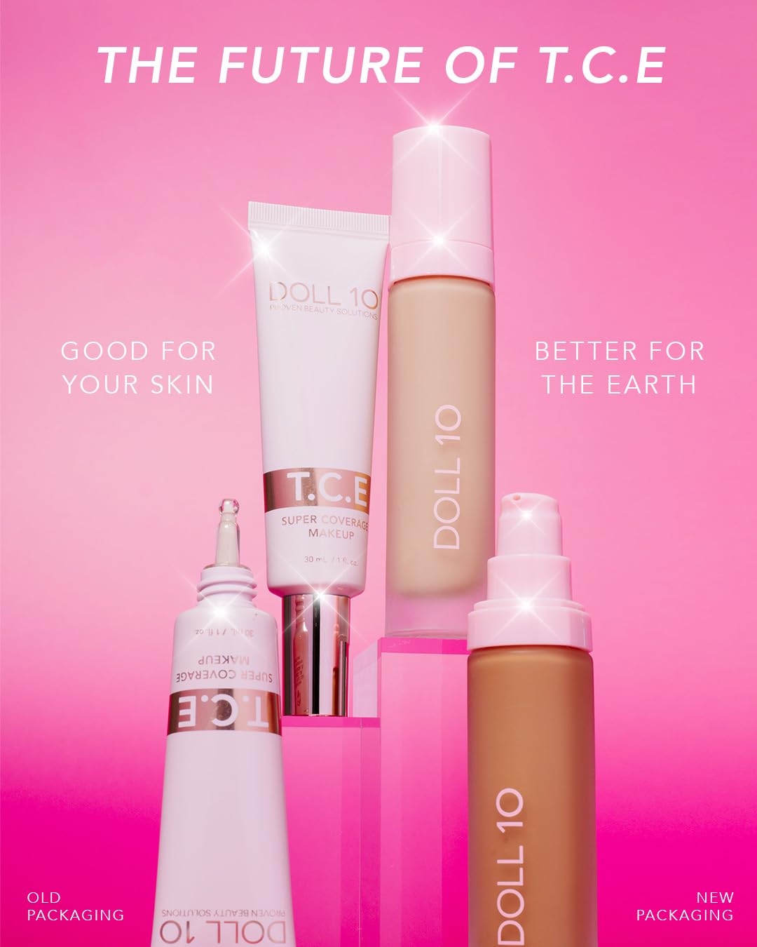 DOLL 10 NO T.C.E close-up of peptides and vitamin C blend for brightness.