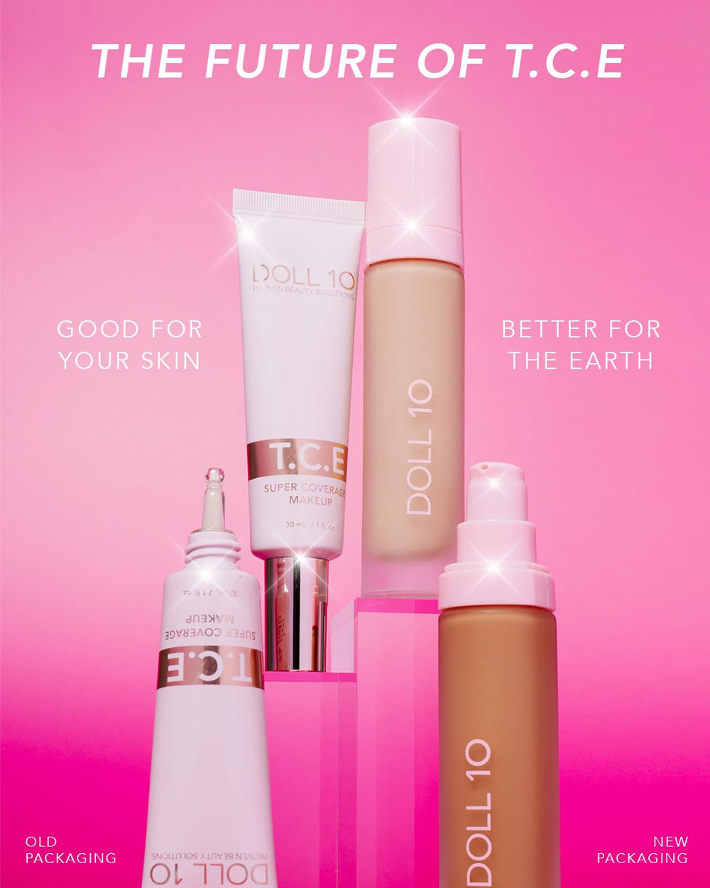 DOLL 10 NO T.C.E close-up of peptides and vitamin C blend for brightness.