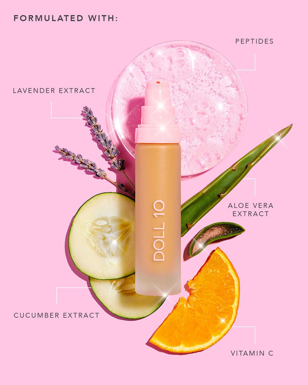 DOLL 10 NO T.C.E on skin providing full coverage with natural glow.