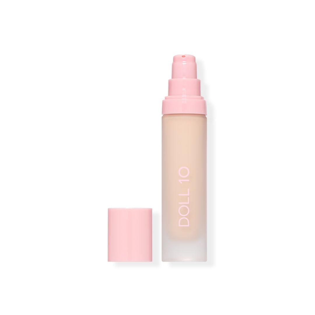 Doll 10 No. T.C.E serum bottle shows weightless coverage and hydration.