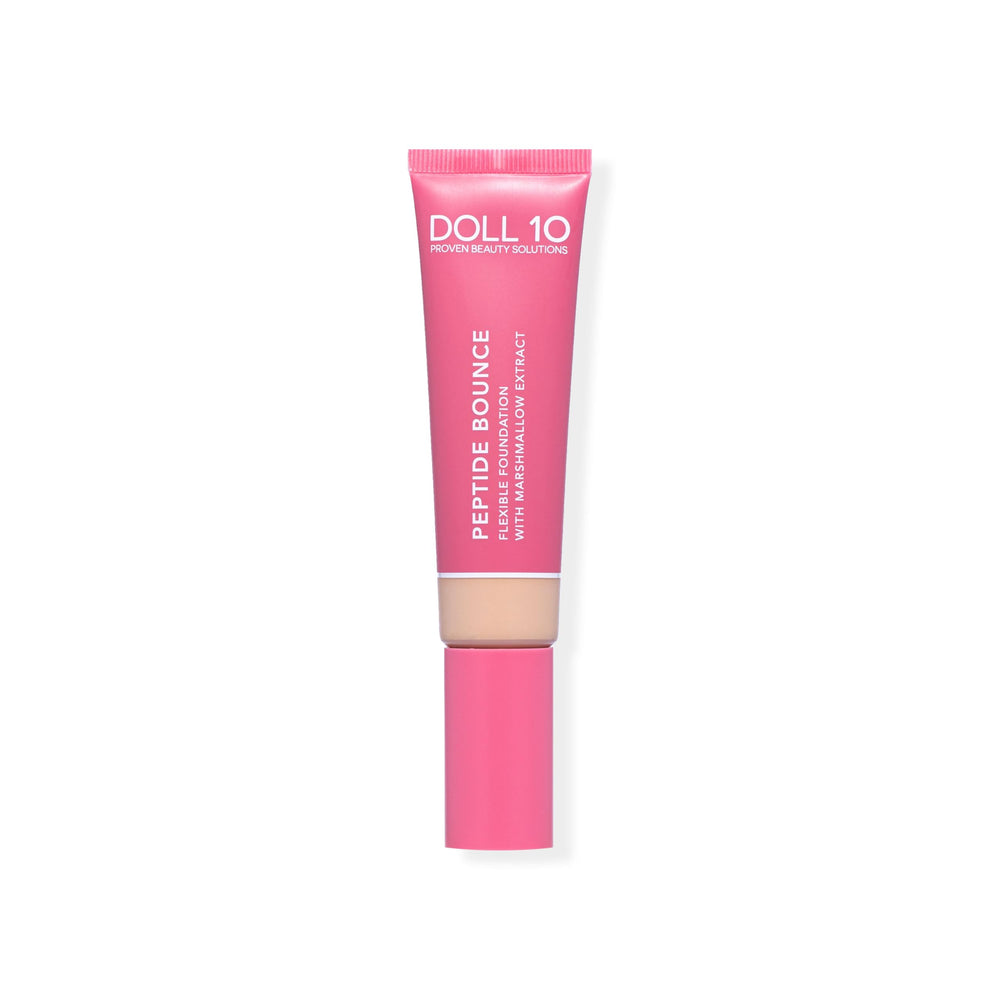 Doll 10 Peptide Bounce cap closeup highlights easy, blendable medium coverage.