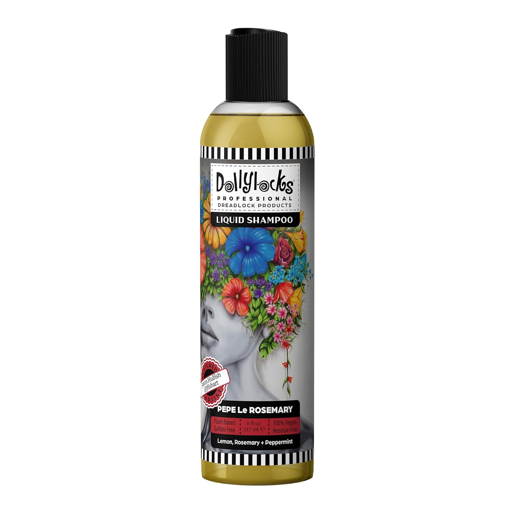 Dollylocks clarifying shampoo bottle for residue-free locs