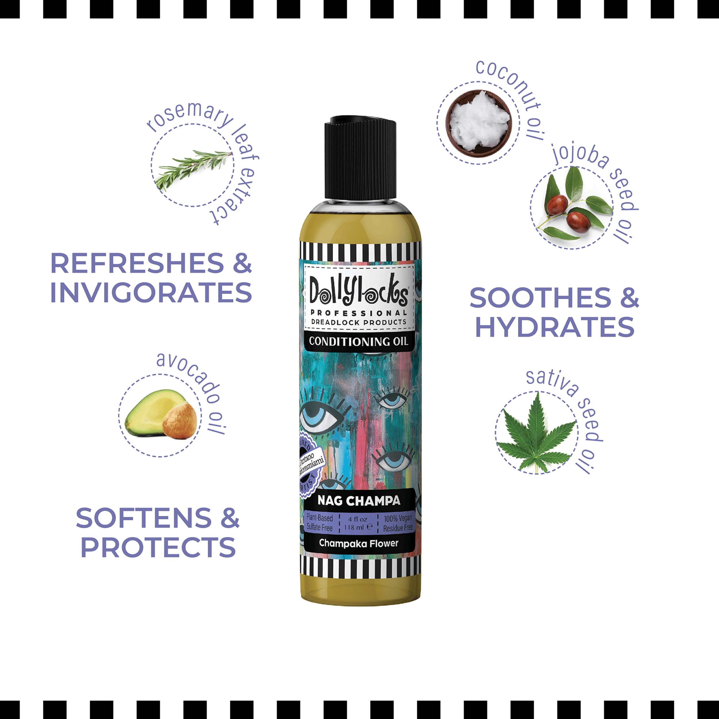 Dollylocks Conditioning Hair and Scalp Oil packaging uses recycled materials.