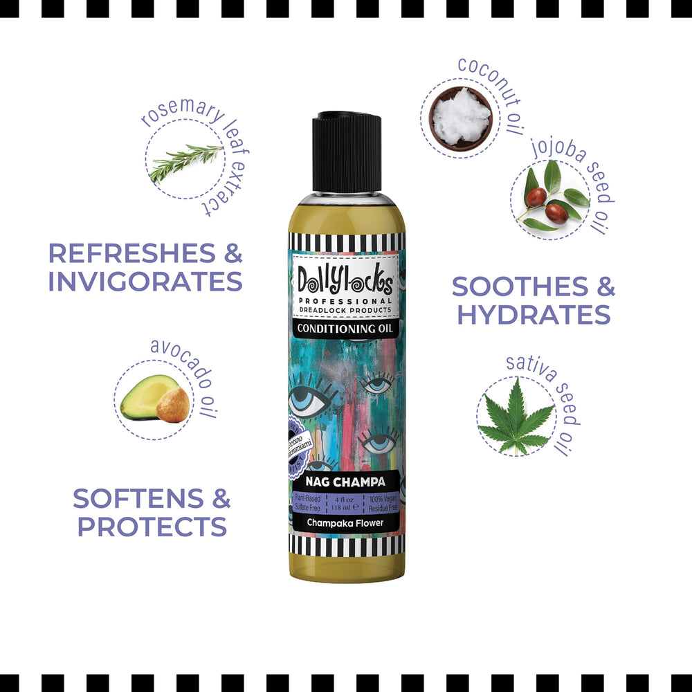 Dollylocks Conditioning Hair and Scalp Oil packaging uses recycled materials.