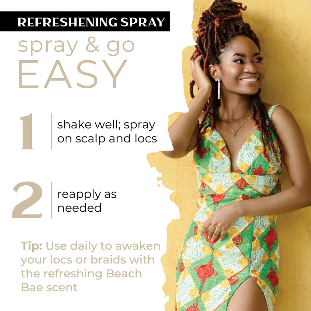 Dollylocks Refreshening Spray with witch hazel soothes scalp and promotes cleanliness
