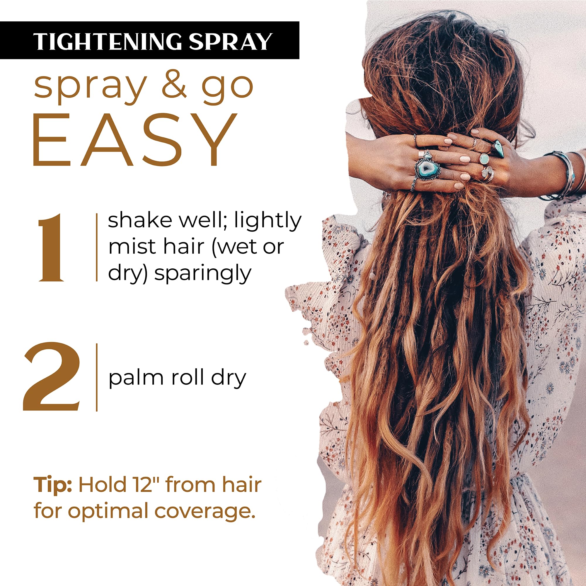 Dollylocks Sea Salt Texture Spray on locs showing tightened new growth.