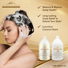 Dominican Magic coconut detangler conditioner bottle demonstrates smoothing and frizz control benefits.