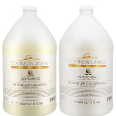 Dominican Magic coconut detangler shampoo bottle pour for effortless detangling and hydration.