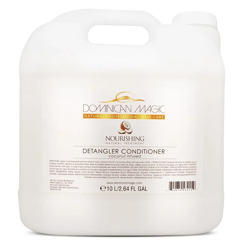 Dominican Magic Detangler Coconut Infused bottle for easy detangling and smooth glide.