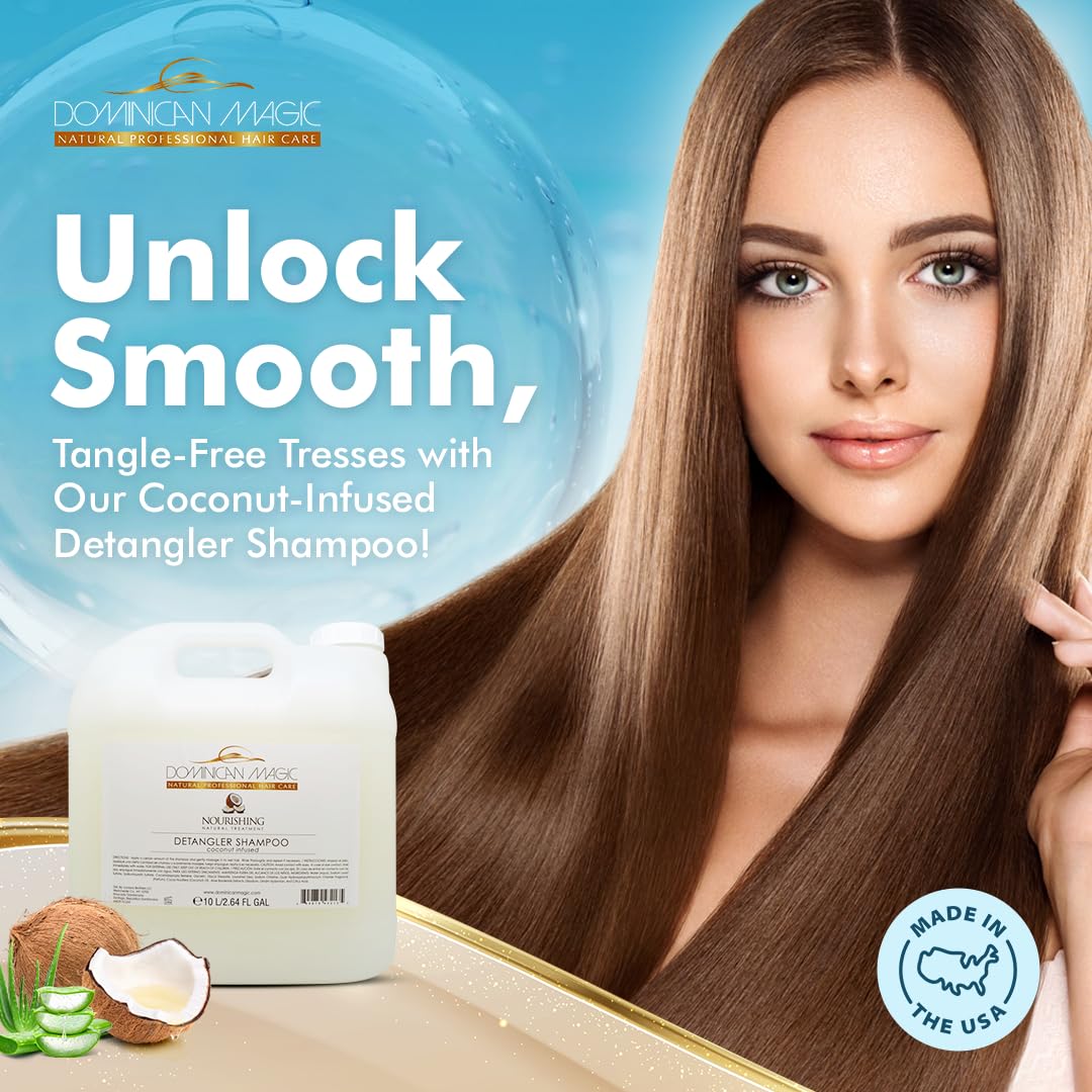 Close-up of Dominican Magic Detangler Shampoo Coconut Infused showing creamy lather