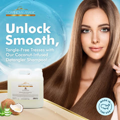 Close-up of Dominican Magic Detangler Shampoo Coconut Infused showing creamy lather