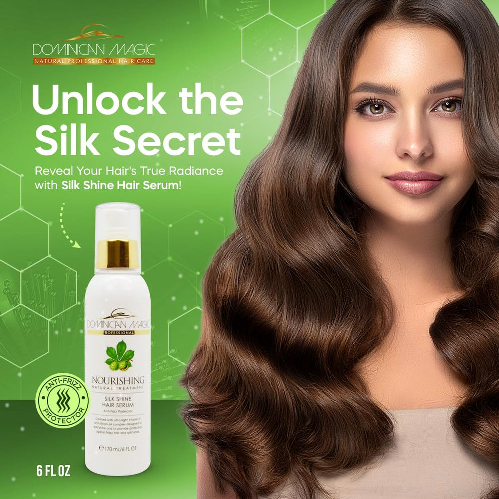 Dominican Magic Nourishing Hair Serum hand application for quick smoothing before styling