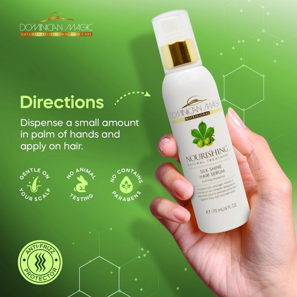Dominican Magic Nourishing Hair Serum soft shine highlighting natural gloss