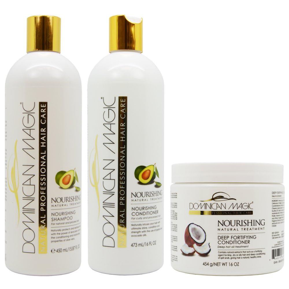 Dominican Magic Nourishing Shampoo bottle shown for hydrated hair