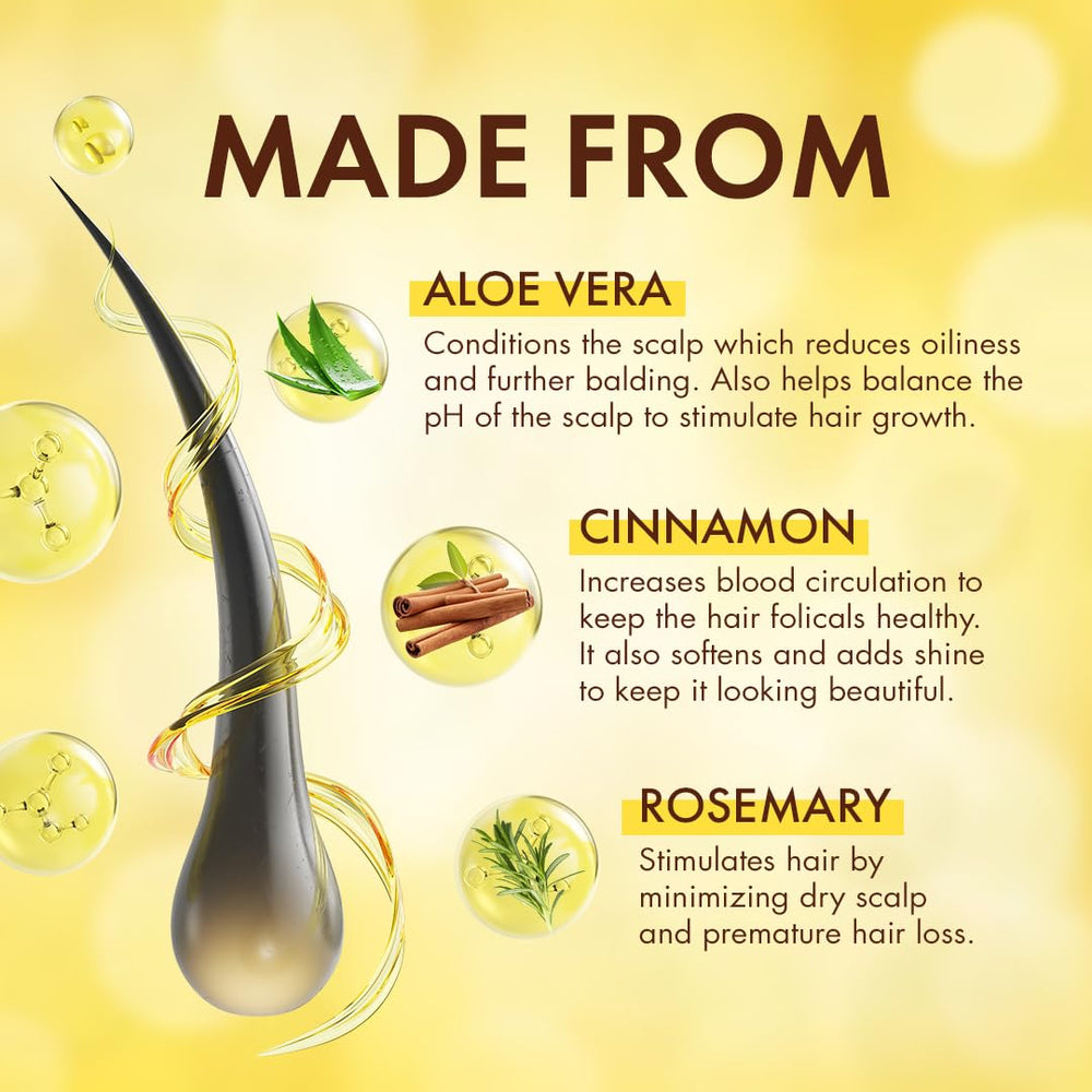 Dominican Magic bottle applies the product precisely to a damp scalp