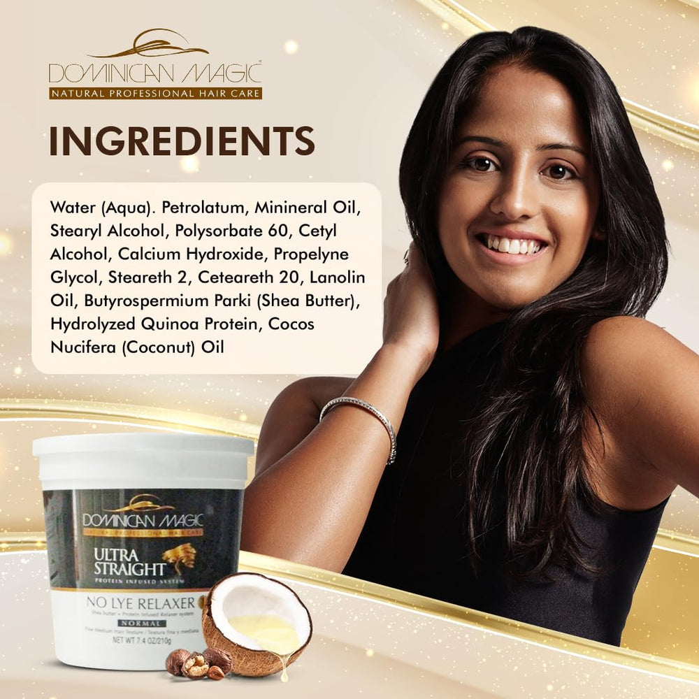 Dominican Magic Ultra Straight finish delivers professional results at home with shine.