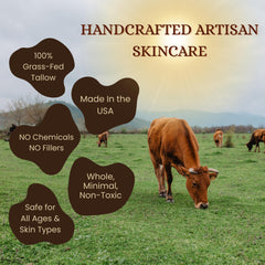Domoria Organics grass-fed tallow closeup highlights natural vitamins for skin support