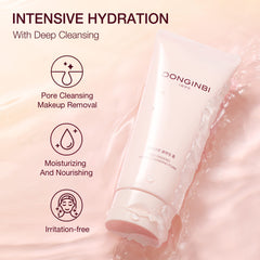Donginbi cleansing foam lather showing creamy texture and hydration.