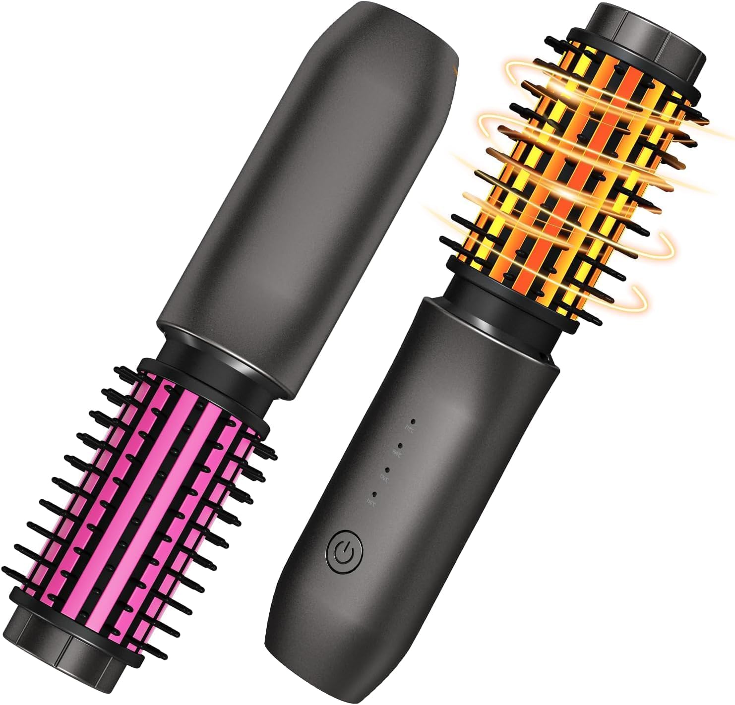 Dongxw cordless curling iron in rose grey for on-the-go styling and frizz control.