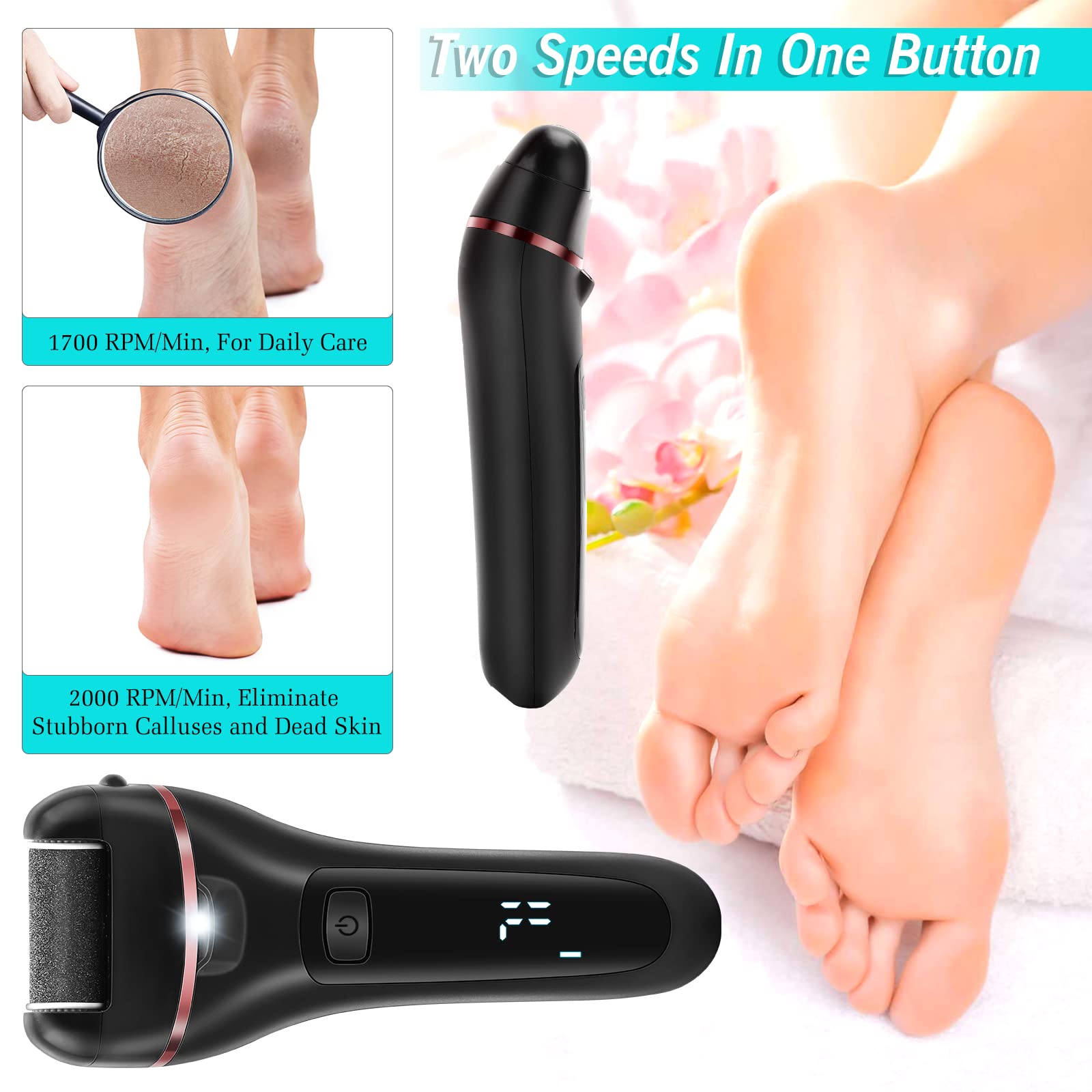 DONGYIN foot care with three roller heads for versatile pedicure