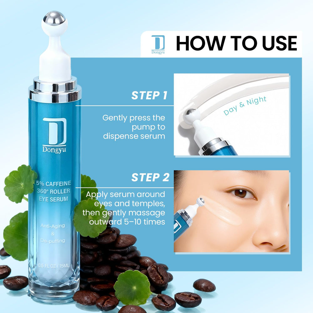 Dongyu Eye Cream 3D cooling rollerball in action during travel.