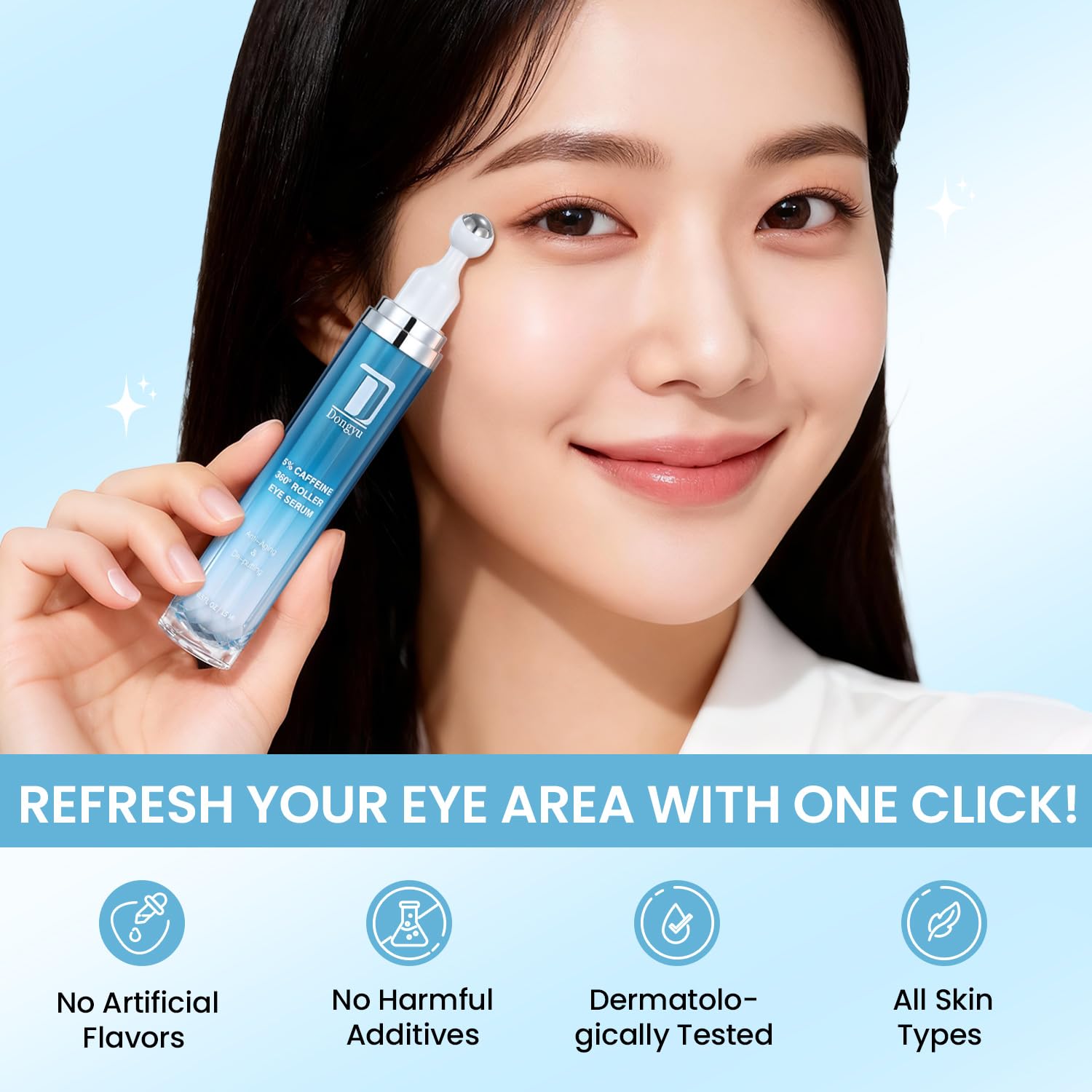 Dongyu Eye Cream morning routine shot for daily energizing skincare.