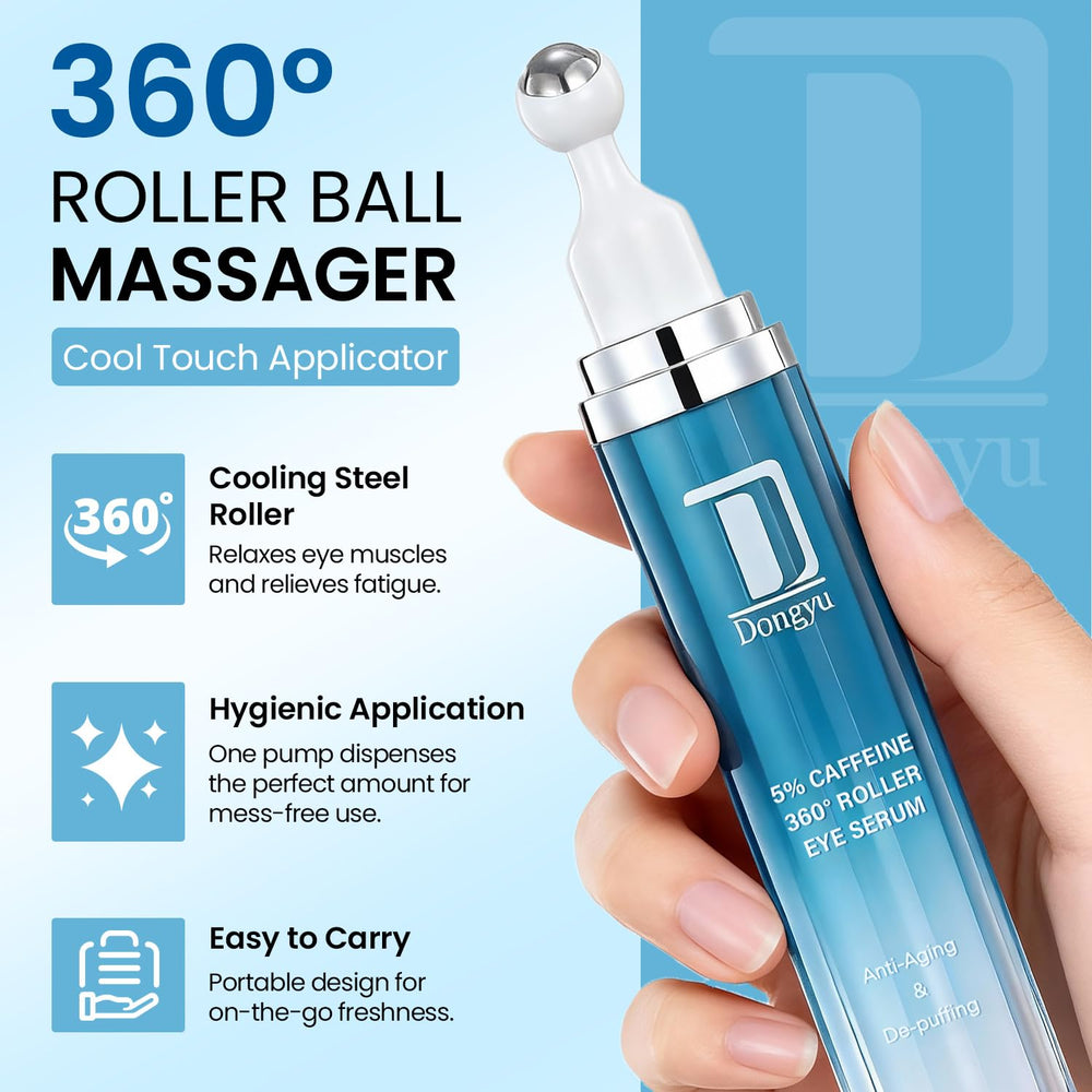 Dongyu Eye Cream applied under the eyes for a brighter, awake appearance.