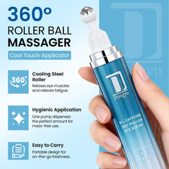Dongyu Eye Cream applied under the eyes for a brighter, awake appearance.