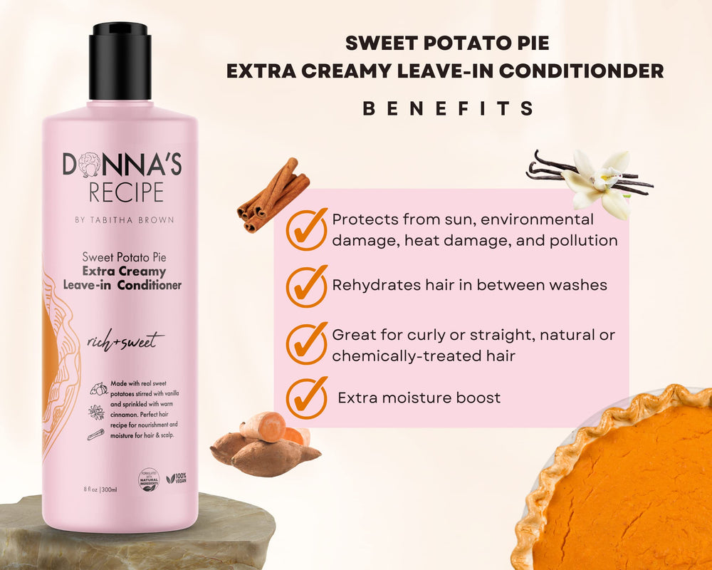 Donna's Recipe application on hair demonstrates simple styling prep.