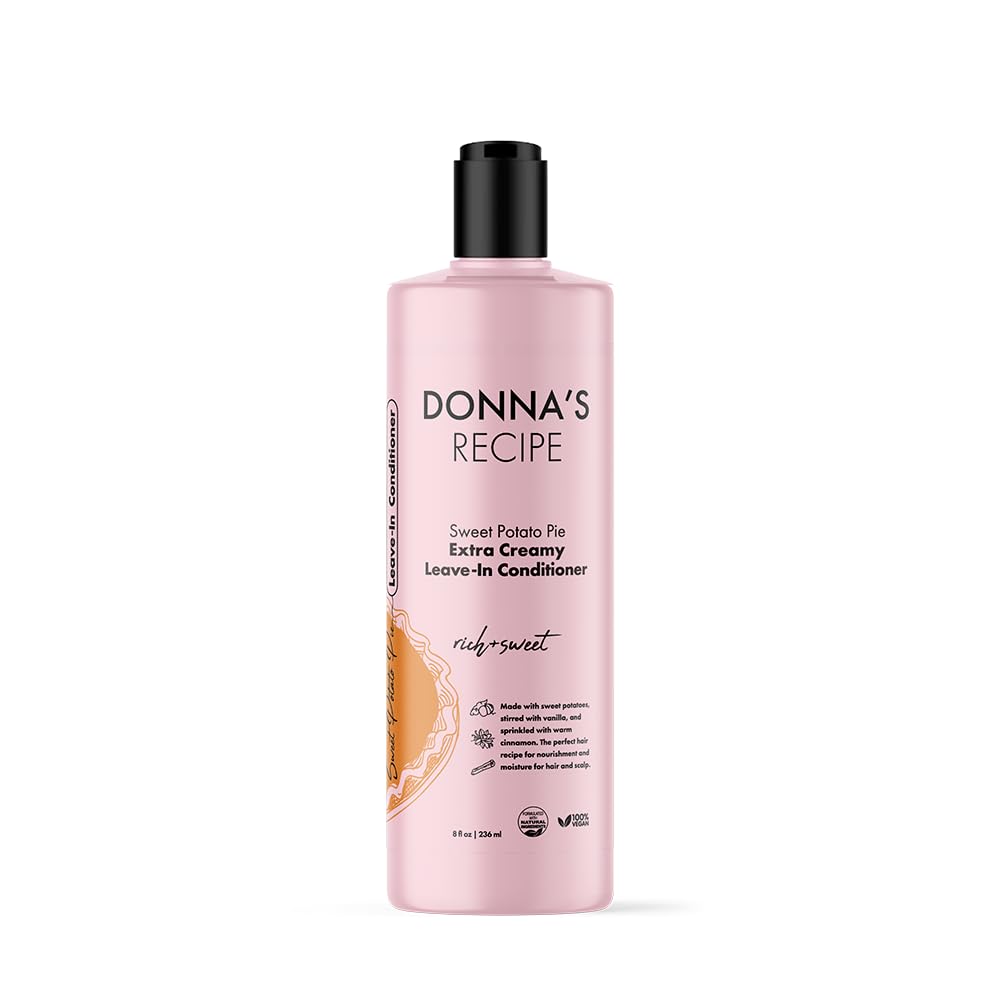Donna's Recipe leave-in bottle close view for easy daily hydration.