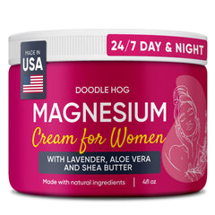 DOODLE HOG Magnesium Cream Lavender jar—calming texture for restful evenings.
