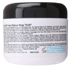 Doo Gro medicated hair vitalizer mega thick label closeup highlights scalp support.