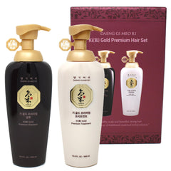 Doori Daeng Gi Meo Ri Ki Gold shampoo bottle supports hydration and shine.
