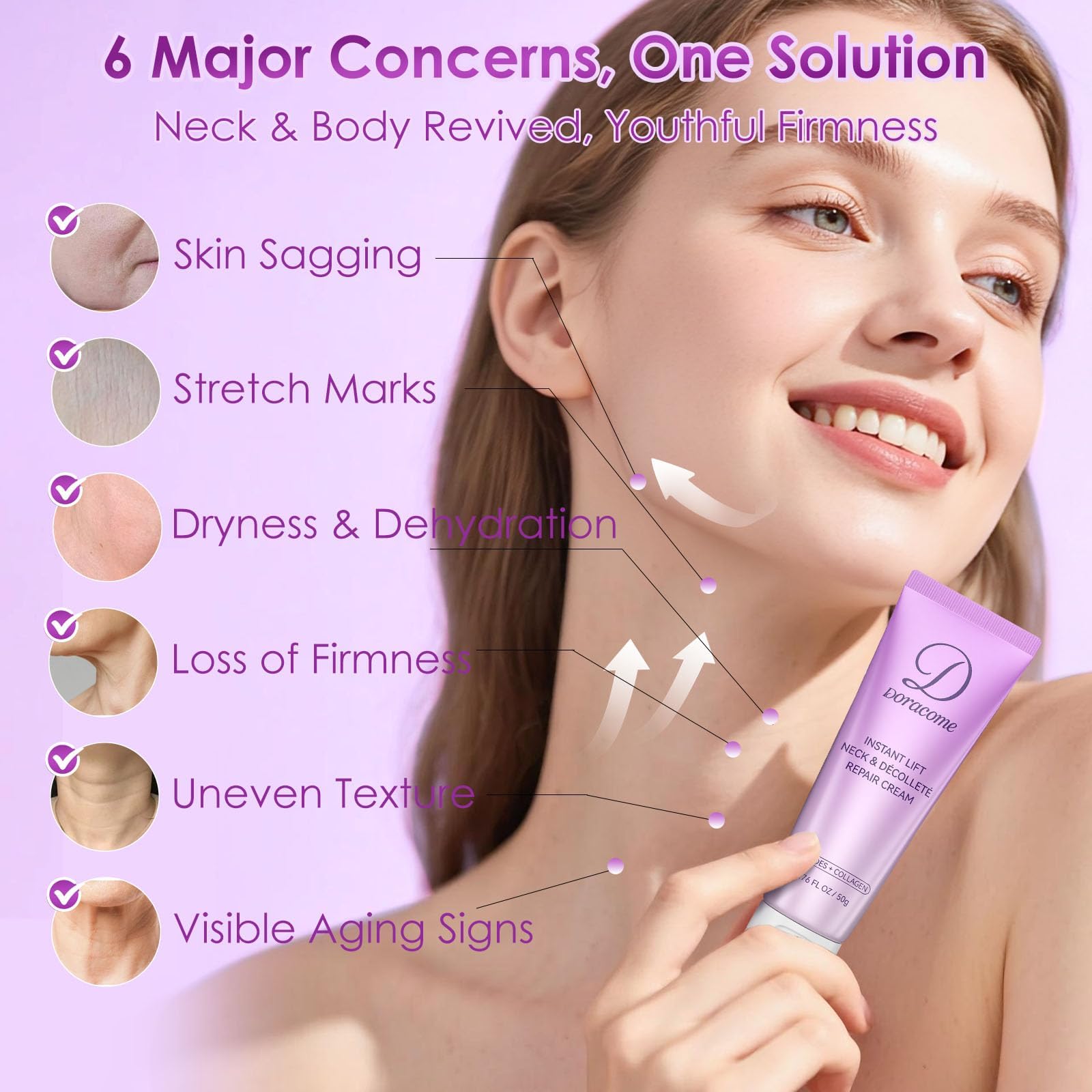 Doracome Cream texture close-up—lightweight, non-greasy feel for daily use.