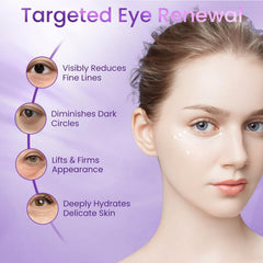 Doracome eye cream being applied under-eye showing gentle hydration.