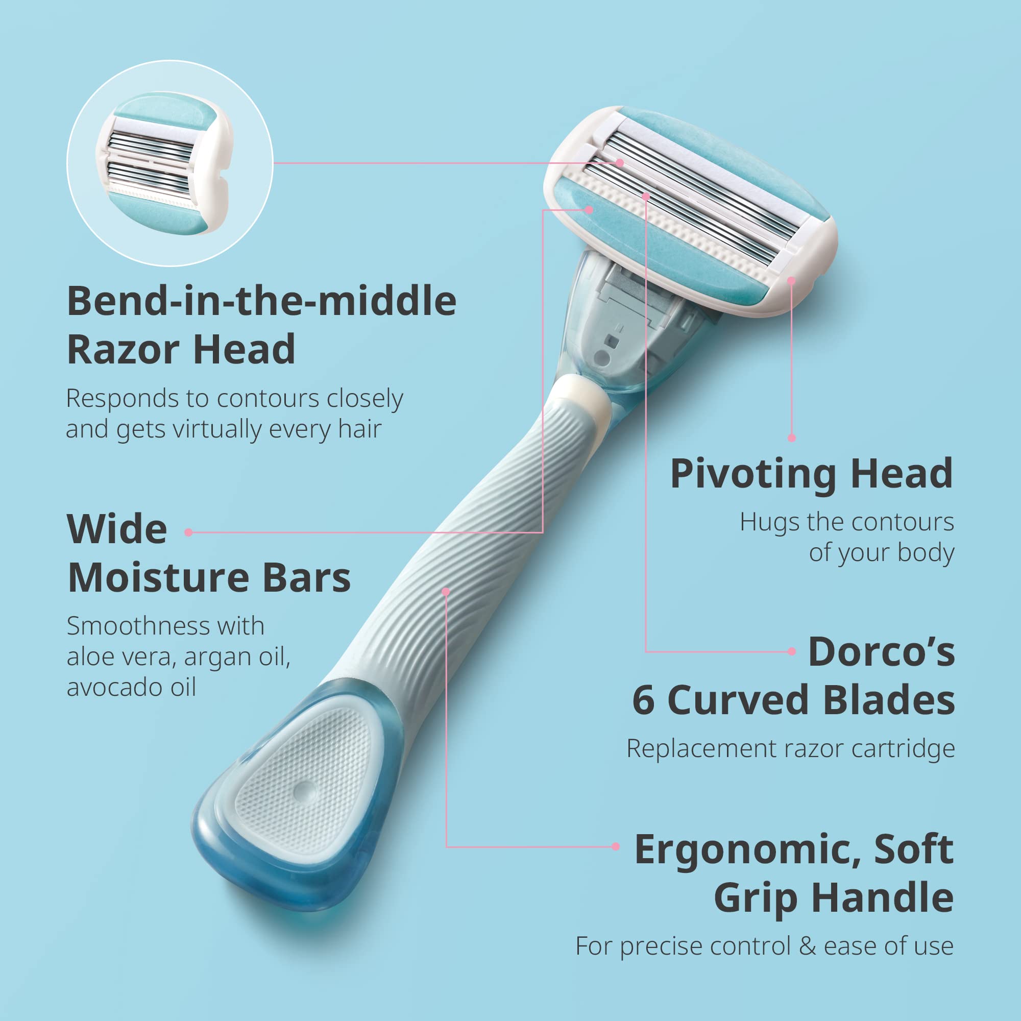 Interchangeable cartridges fit any Eve razor handle for flexible customization.
